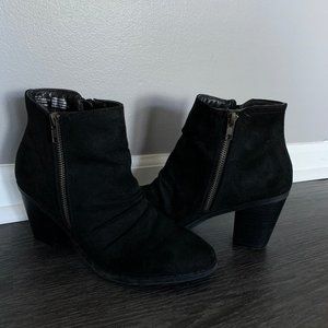 Black Ruche Booties. Gently Used
